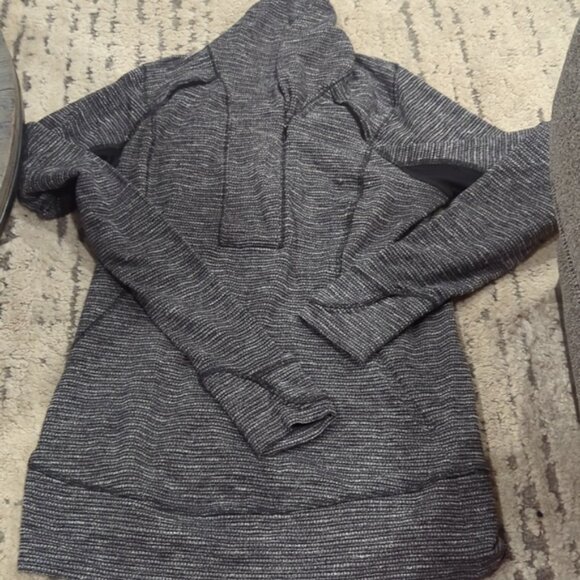 Lululemon Think Fast Pullover Long Sleeve Zip Coco Pique Black - Picture 7 of 12